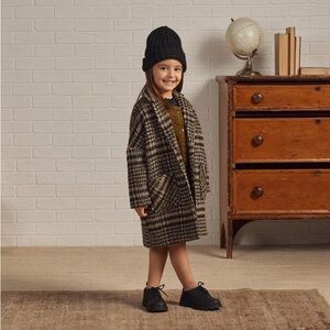 Rylee + Cru Longline Coat || Brown Houndstooth sz 10-12